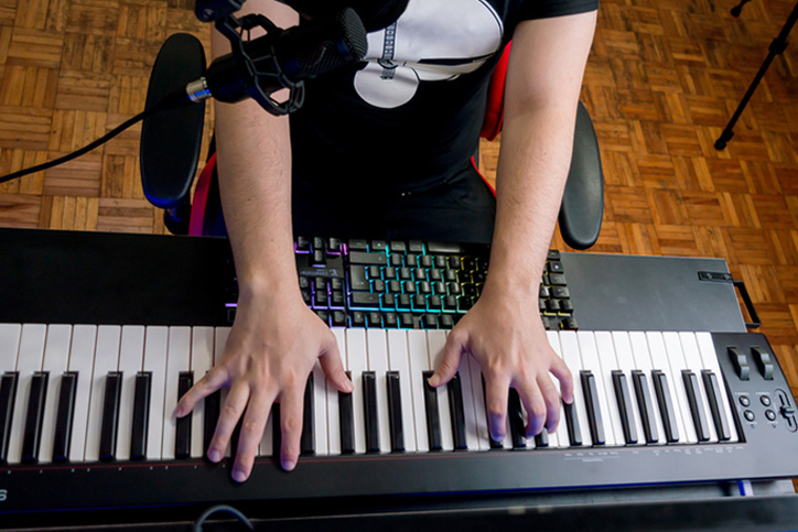 Person playing keyboard